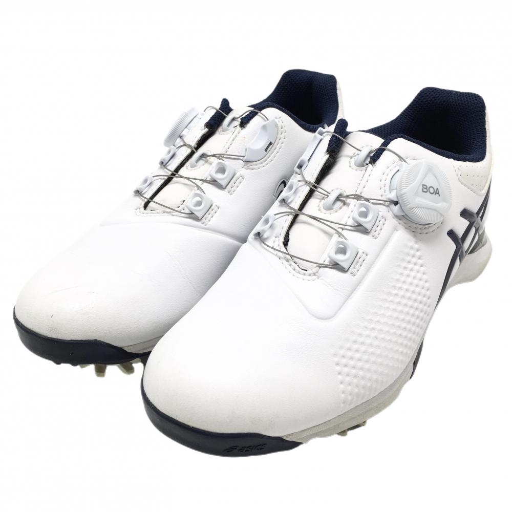 【美品】アシックス ゴルフシューズ 白×ネイビー TGN924 GELACE TOUR BOA  ダイヤル式 レディース 22.5 ゴルフウェア asics