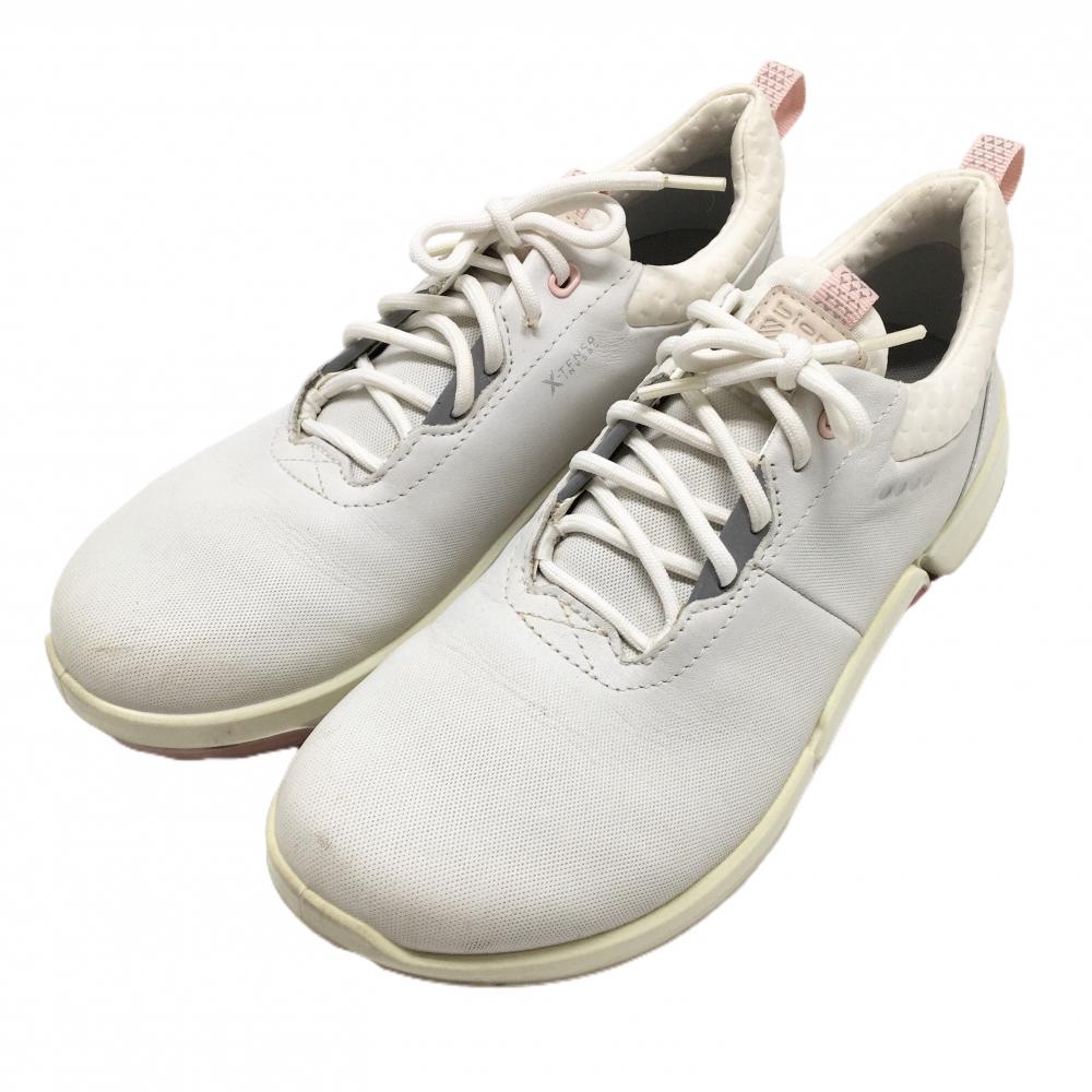 【美品】エコー ゴルフシューズ 白×ピンク BIOM H4 108203590  スパイクレス レディース EU37(23.5相当) ゴルフウェア ECCO