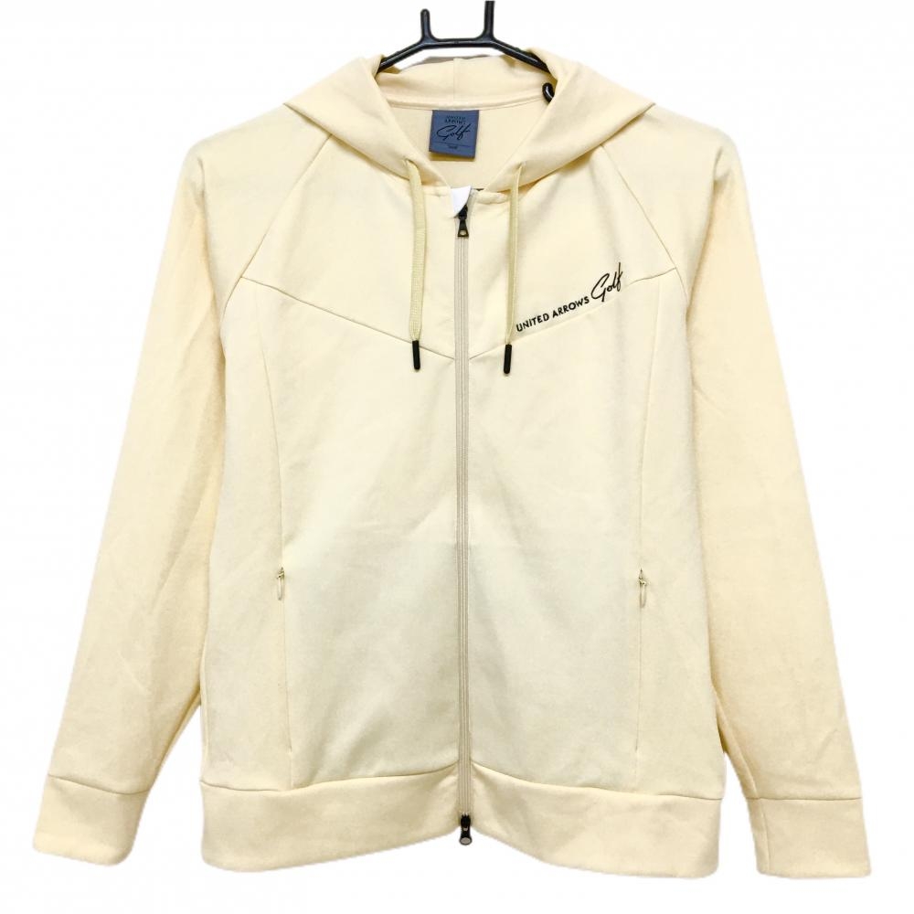【超美品】ユナイテッドアローズゴルフ ジップパーカー アイボリー ロゴ  レディース Small ゴルフウェア UNITED ARROWS GOLF