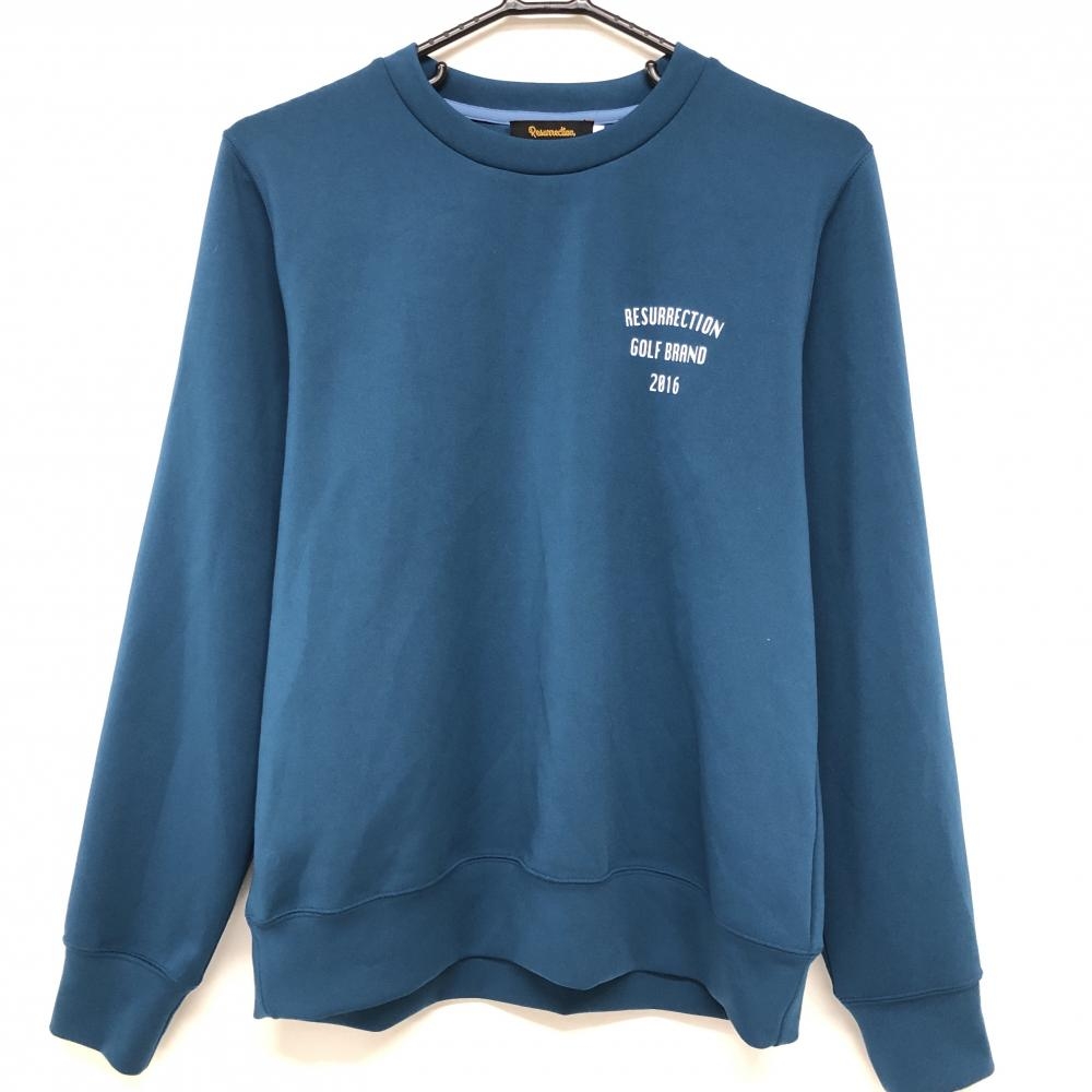 【超美品】レザレクション トレーナー ブルー系×白 バックプリント レディース L ゴルフウェア Resurrection