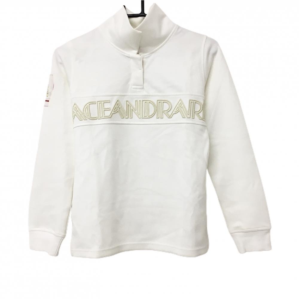 【美品】エースアンドレア 襟付トレーナー 白 レディース 162T ゴルフウェア ACEANDRARE