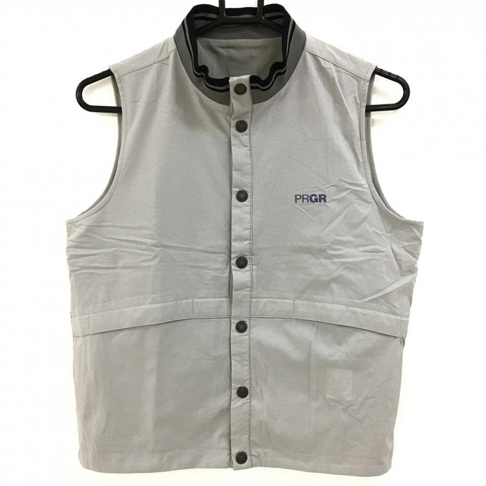 【超美品】プロギア リバーシブルベスト グレー スナップボタン 片面起毛素材  レディース M ゴルフウェア PRGR