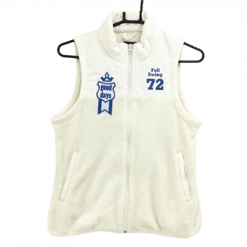 【超美品】オプスト 切替ボアベスト 白×ブルー 胸ロゴ 一部ボア   レディース M ゴルフウェア OPST