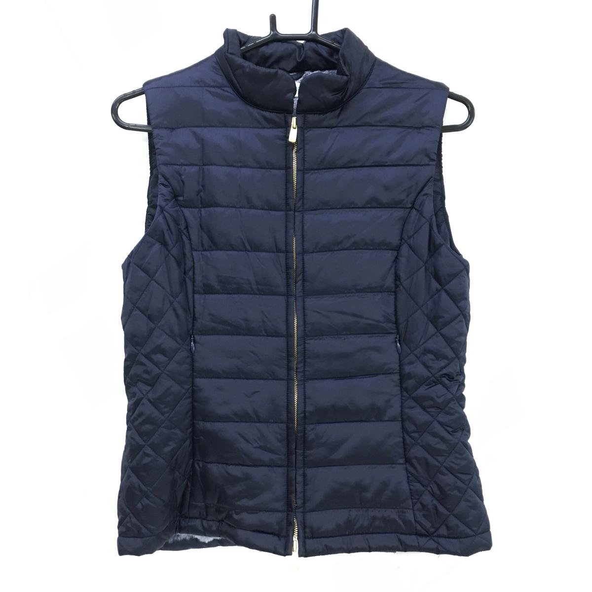 アジェイド 中綿ベスト ダークネイビー 裏起毛 光沢 レディース 36 ゴルフウェア aJADE