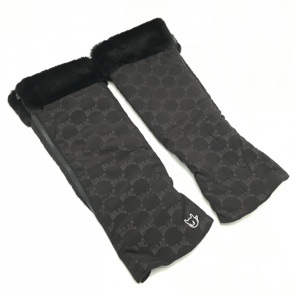 【新品】ワック 中綿レッグウォーマー 黒 ロゴ地模様 ファー レディース 1098    ゴルフウェア 中綿レッグウォーマー
