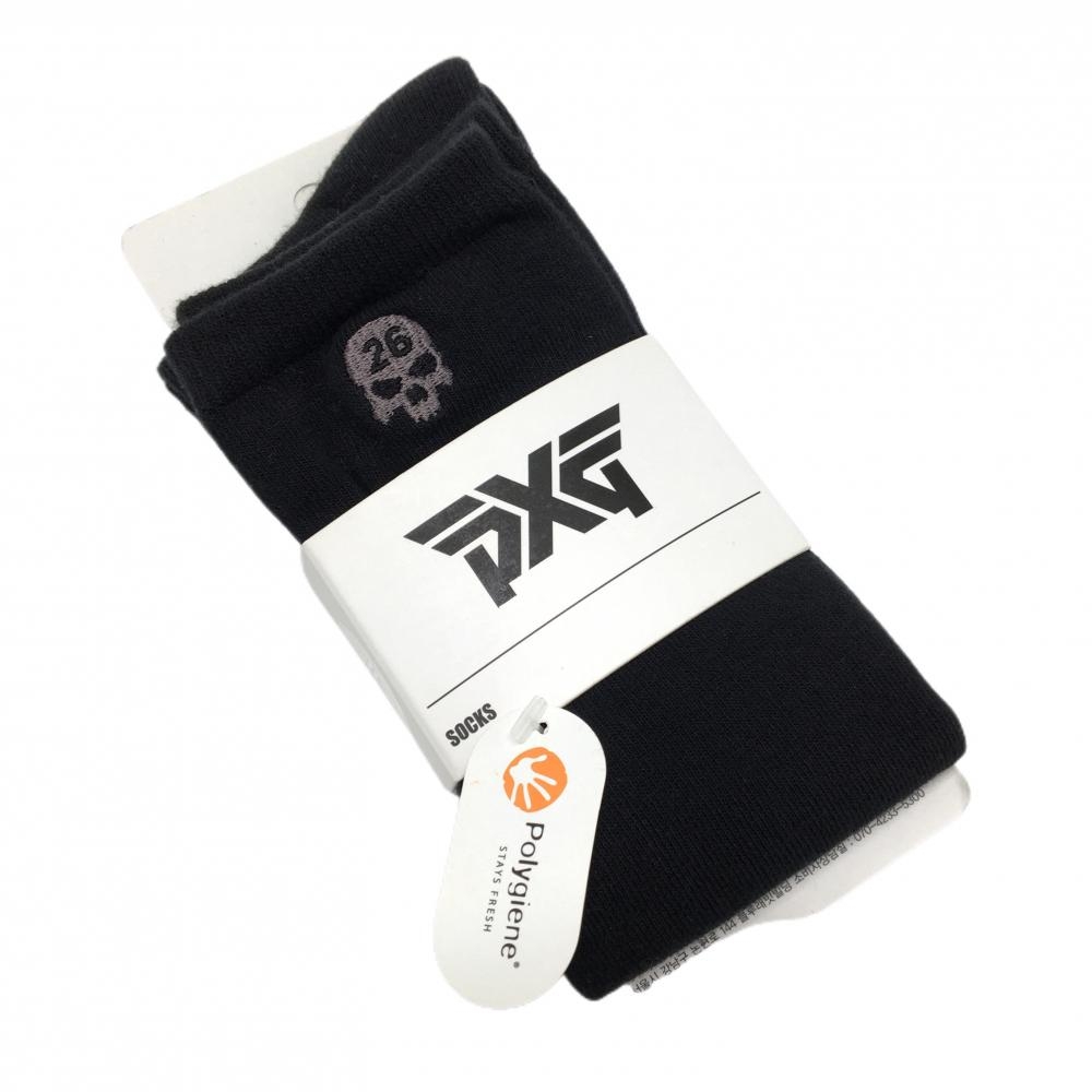 【新品】ピーエックスジー ハイソックス 黒 スカル刺しゅう 韓国モデル レディース FREE ゴルフウェア PXG
