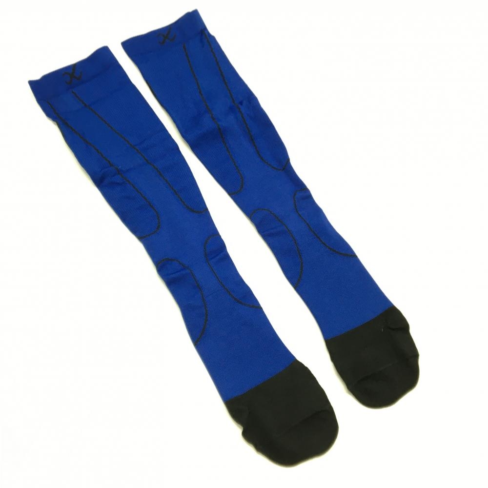 【新品】シーダブリューエックス ハイソックス 黒×ブルー 抗菌防臭素材 ユニセックス ワコール レディース M　24～26 ゴルフウェア CW-X