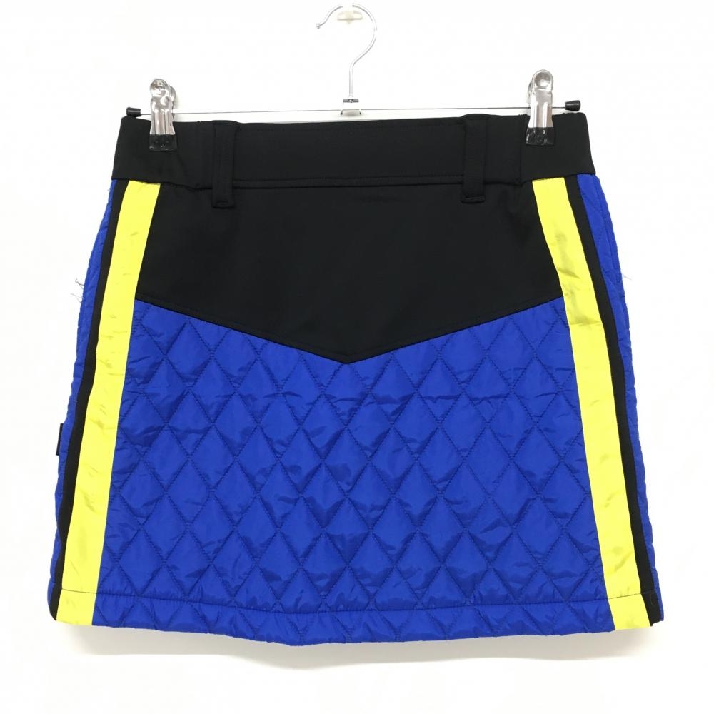 【美品】カジェヘラ 中綿スカート ブルー×黒×イエロー キルティング レディース 0 ゴルフウェア 