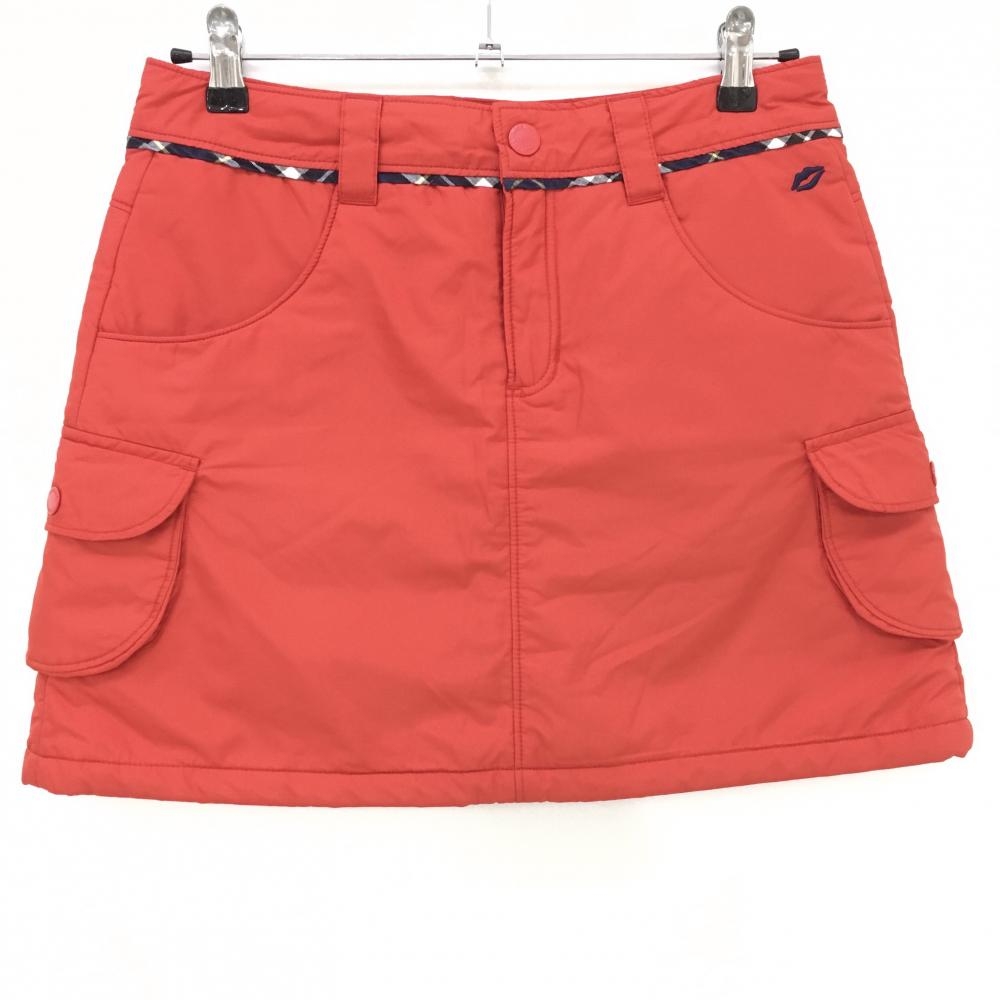 【美品】キスマークゴルフ 中綿カーゴスカート レッド×ネイビー 一部チェック  レディース 9 ゴルフウェア kissmark