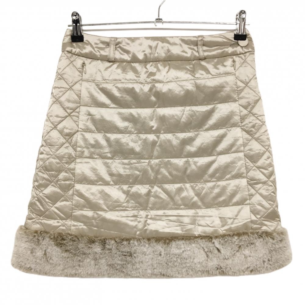 【未使用品】アジェイド 中綿スカート ベージュ 裾ファー 光沢 レディース 36 ゴルフウェア aJADE