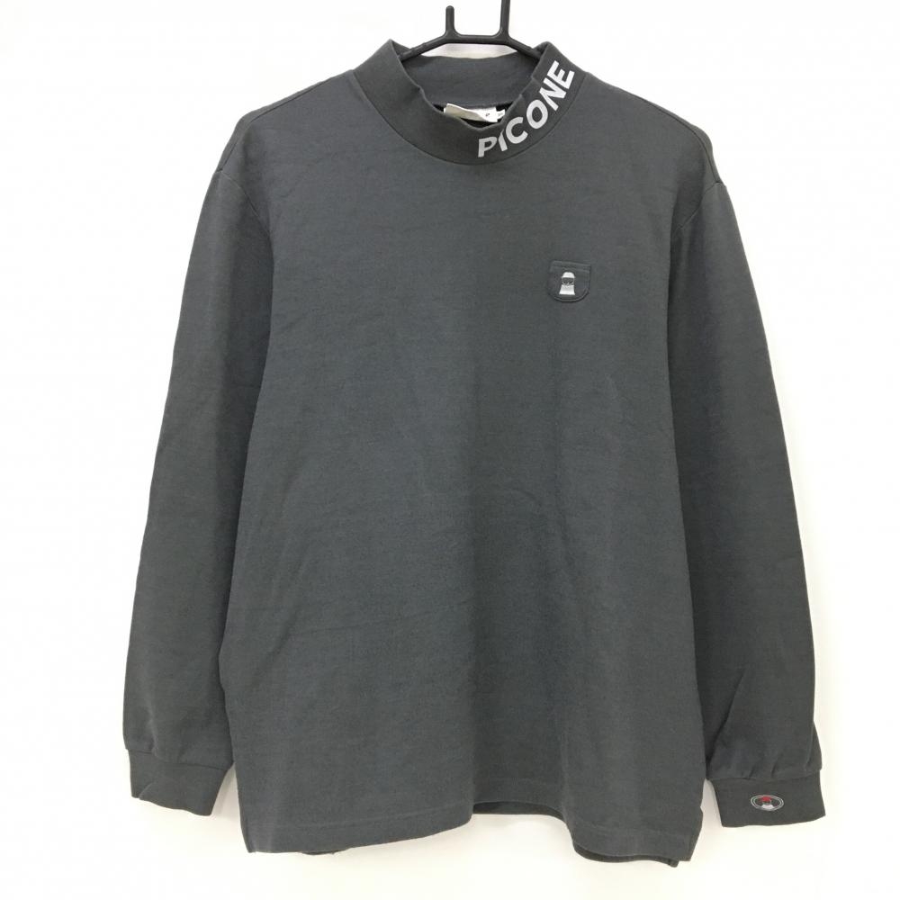 ピッコーネ 長袖ハイネックシャツ グレー ネックロゴ ネック毛羽立ち、袖糸引き メンズ IV(2XL) ゴルフウェア PICONE