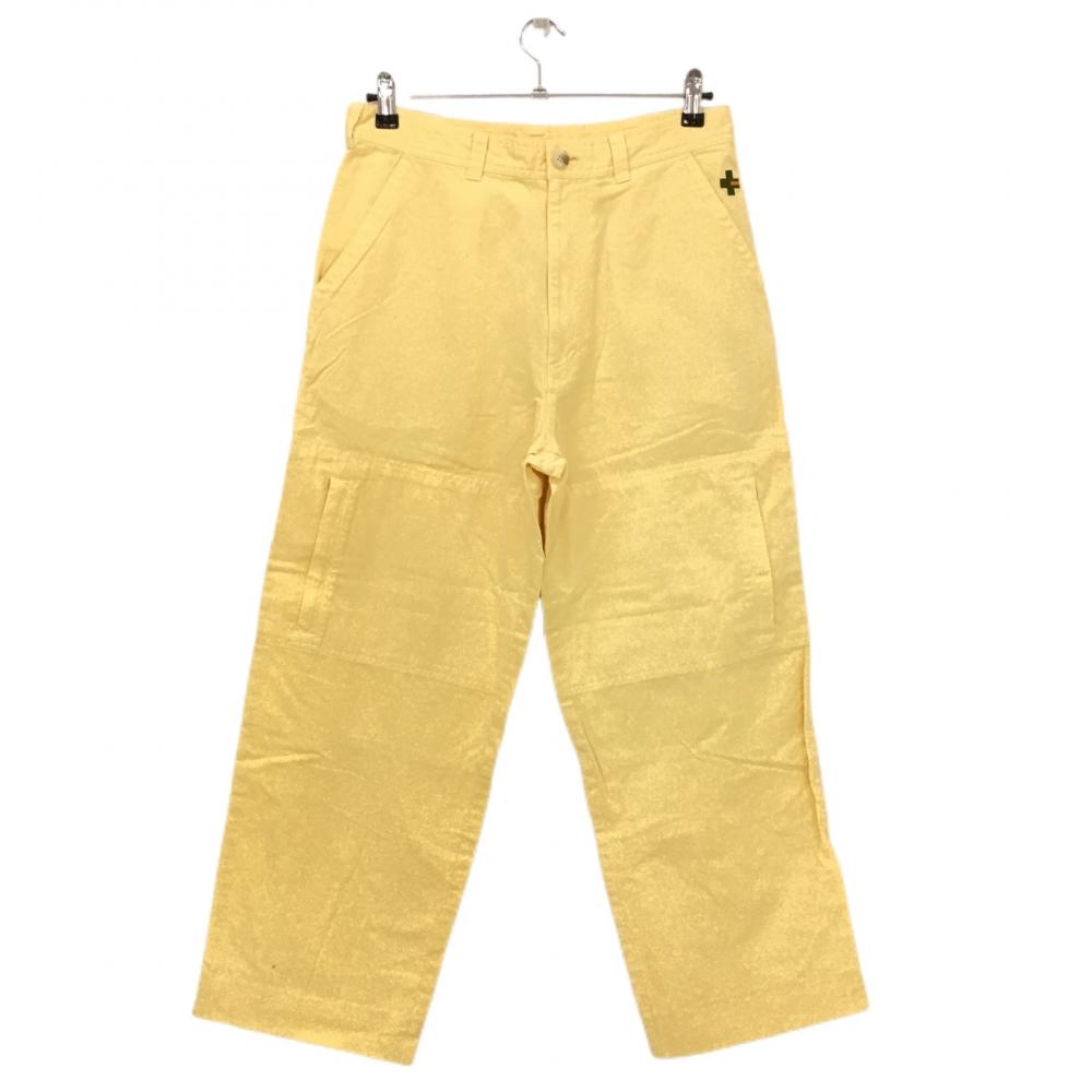 【美品】カステルバジャック パンツ イエロー 無地 ロゴ刺しゅう ポケット複数 メンズ 3 ゴルフウェア CASTELBAJAC