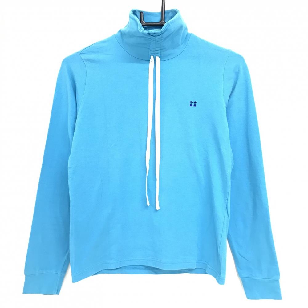 【美品】ピッコーネクラブ 長袖ハイネックシャツ ライトブルー×白 ネック紐 ロゴ刺しゅう レディース I(M) ゴルフウェア PICONE
