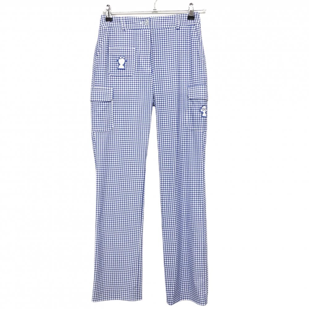 【美品】ピッコーネクラブ パンツ ブルー×白 ギンガムチェック レディース 36(S) ゴルフウェア PICONE