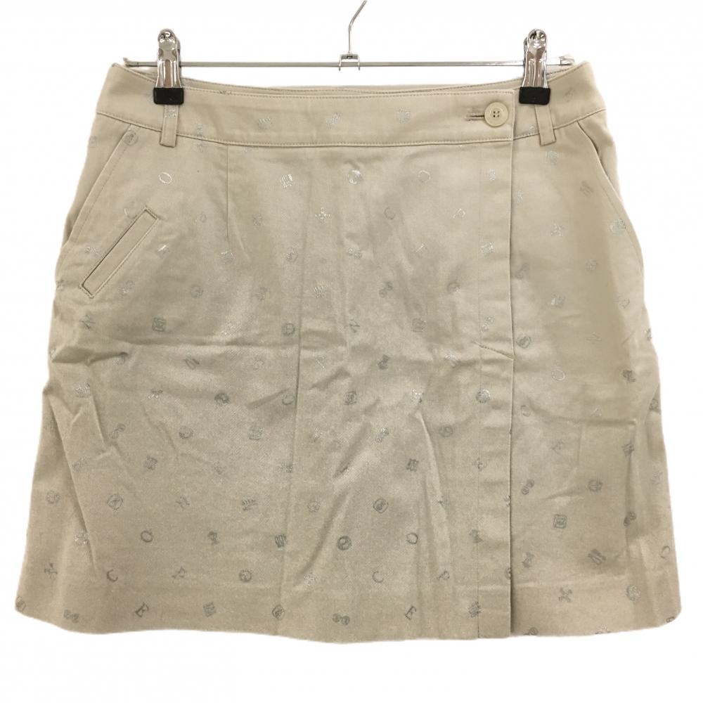 【美品】ピッコーネ スカート ベージュ×シルバー 総柄 内側インナーパンツ レディース 42(XL) ゴルフウェア PICONE