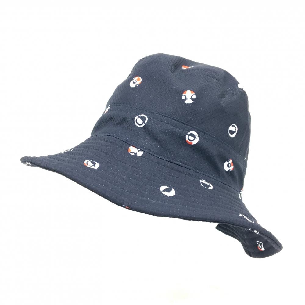 【新品】ピッコーネ バケットハット ダークネイビー×白×レッド 総柄 ドットエア レディース  ゴルフウェア PICONE