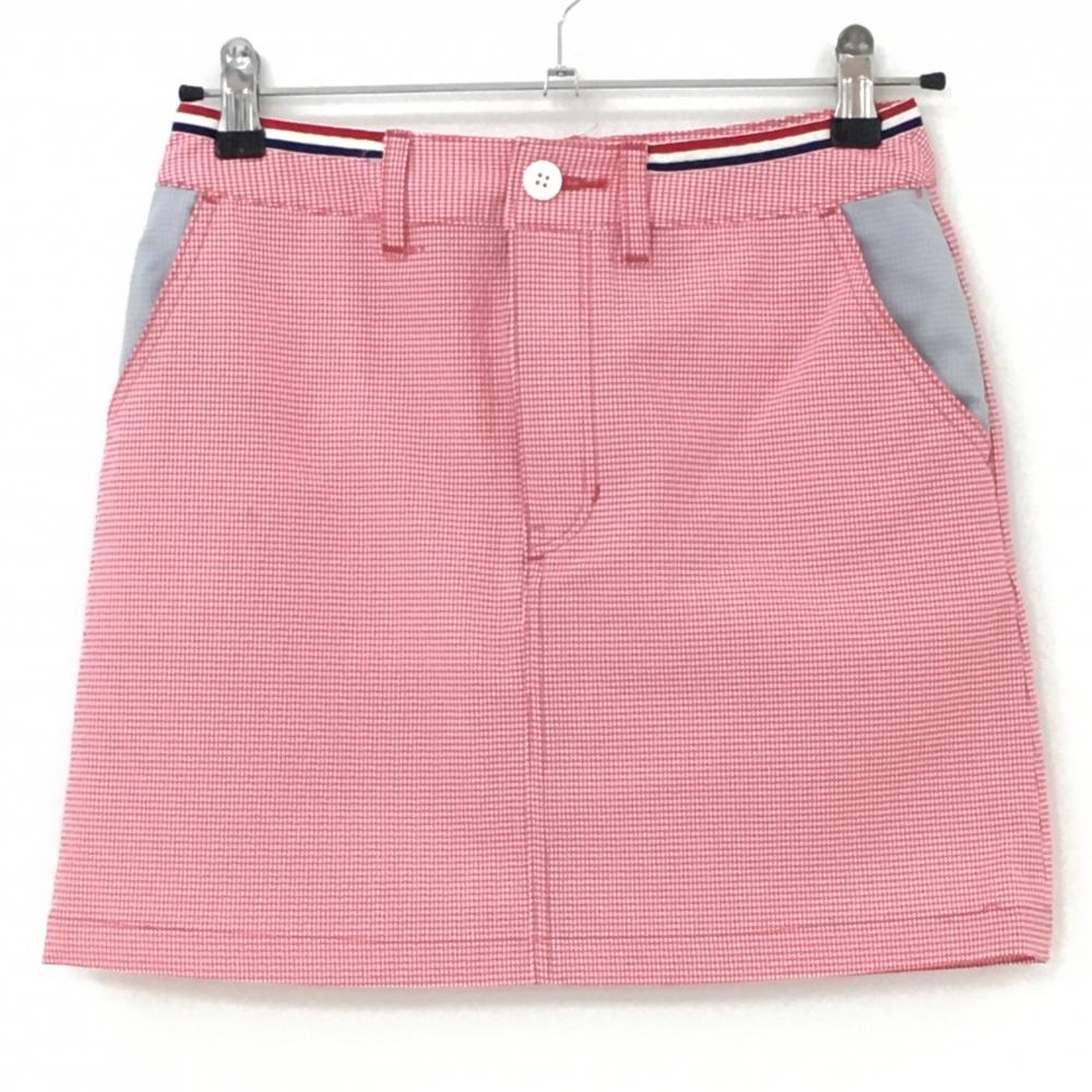 カステルバジャック スカート レッド×白 チェック柄 サッカー生地  レディース 38(S) ゴルフウェア CASTELBAJAC