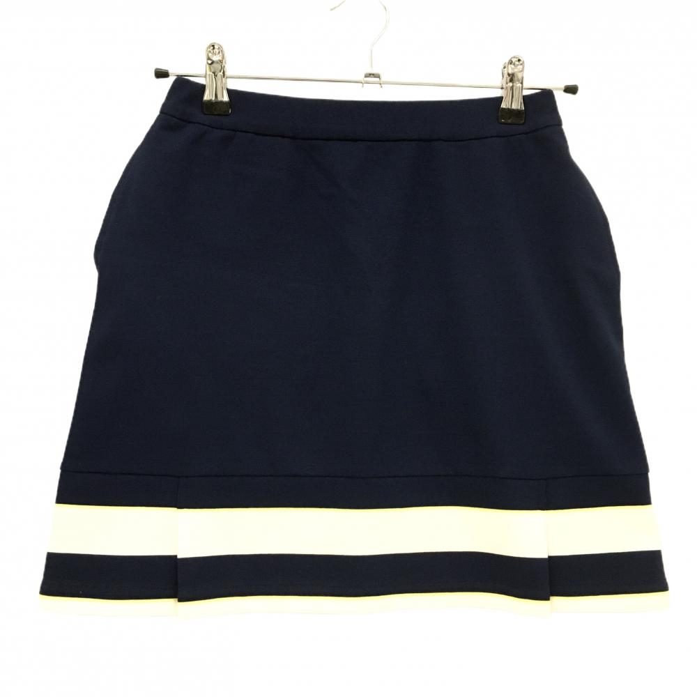 【美品】カステルバジャック スカート ネイビー×白 裾ライン レディース 38(M) ゴルフウェア CASTELBAJAC