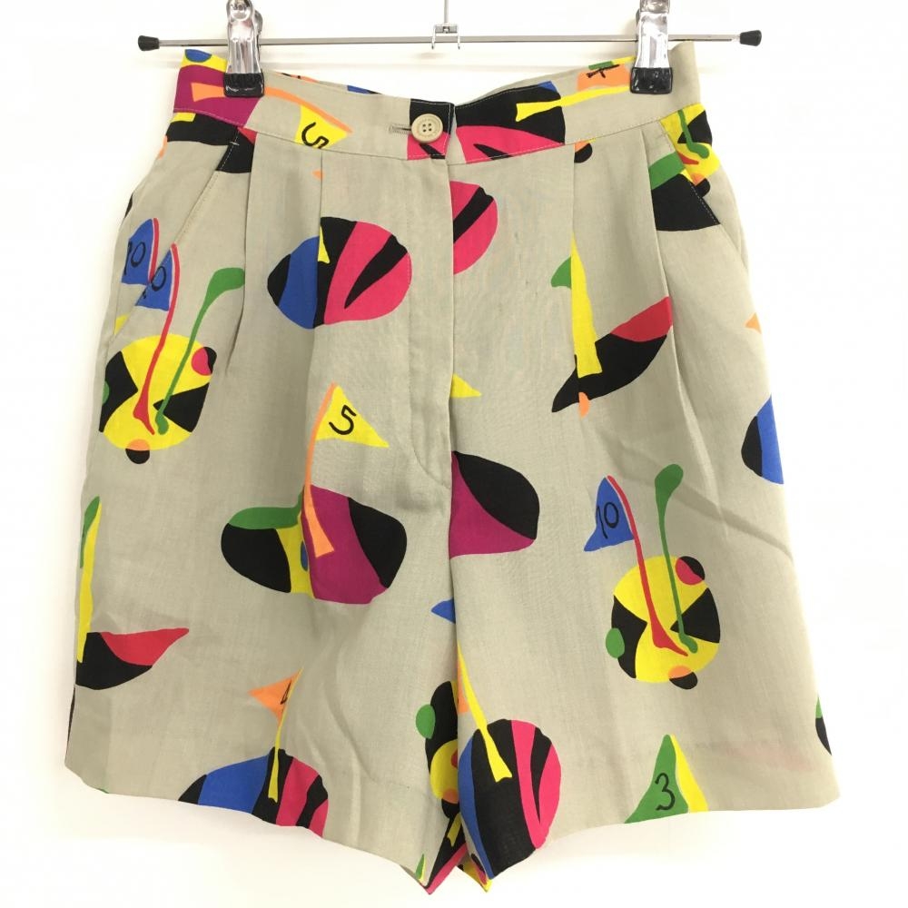 カステルバジャック キュロットスカート ベージュ×マルチ 総柄  レディース 7 ゴルフウェア CASTELBAJAC
