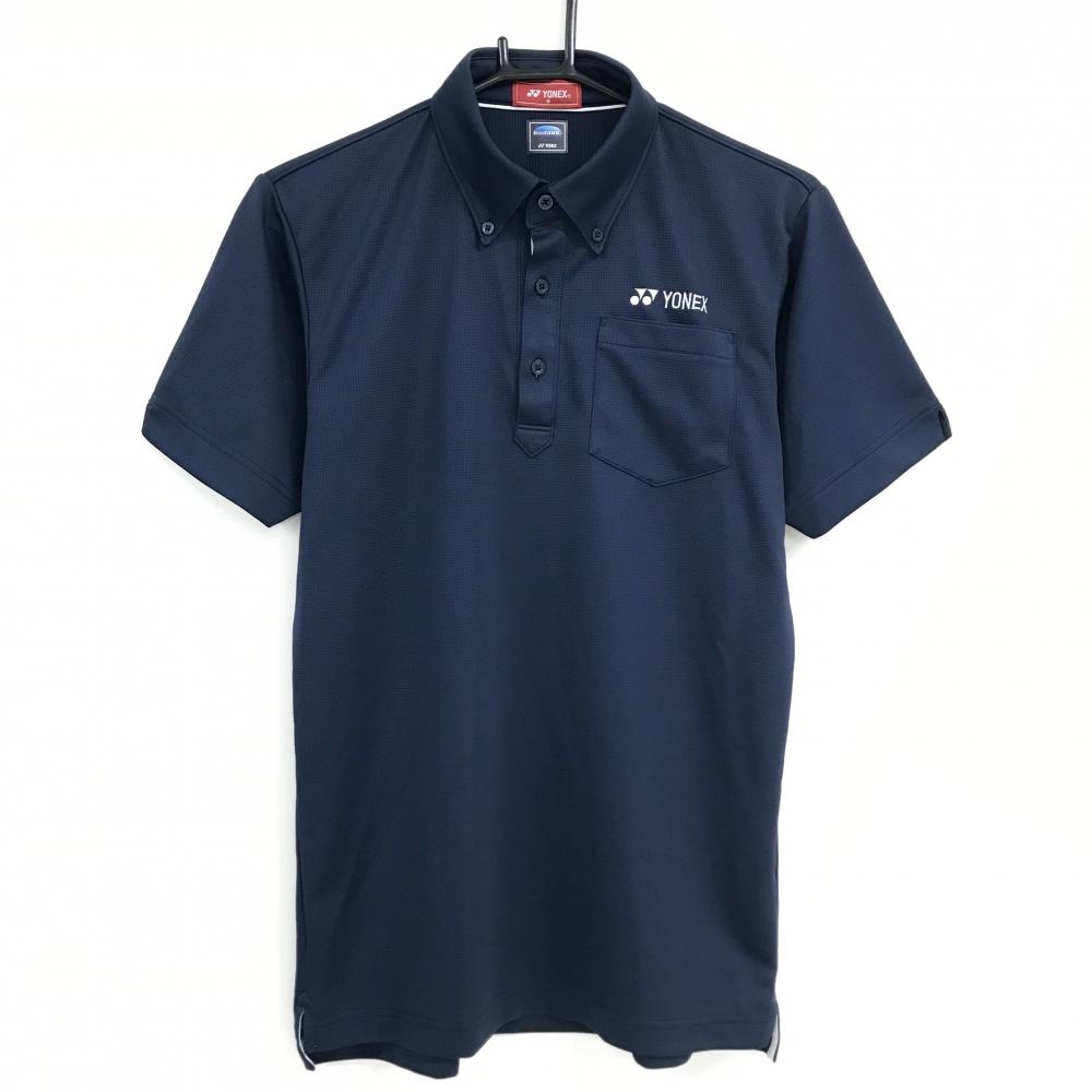 ヨネックス 半袖ポロシャツ ネイビー ロゴ白 ボタンダウン COOL  メンズ M ゴルフウェア YONEX