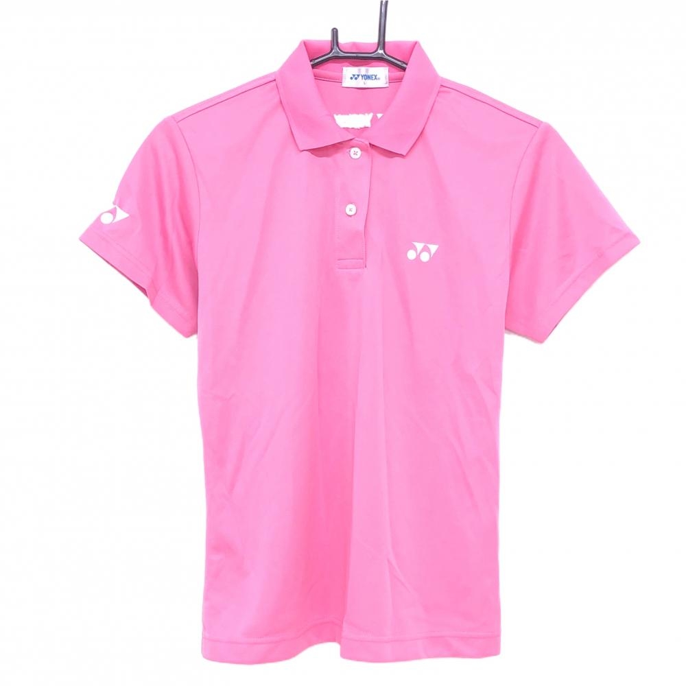 【超美品】ヨネックス 半袖ポロシャツ ピンク ロゴ刺しゅう白  レディース L ゴルフウェア YONEX