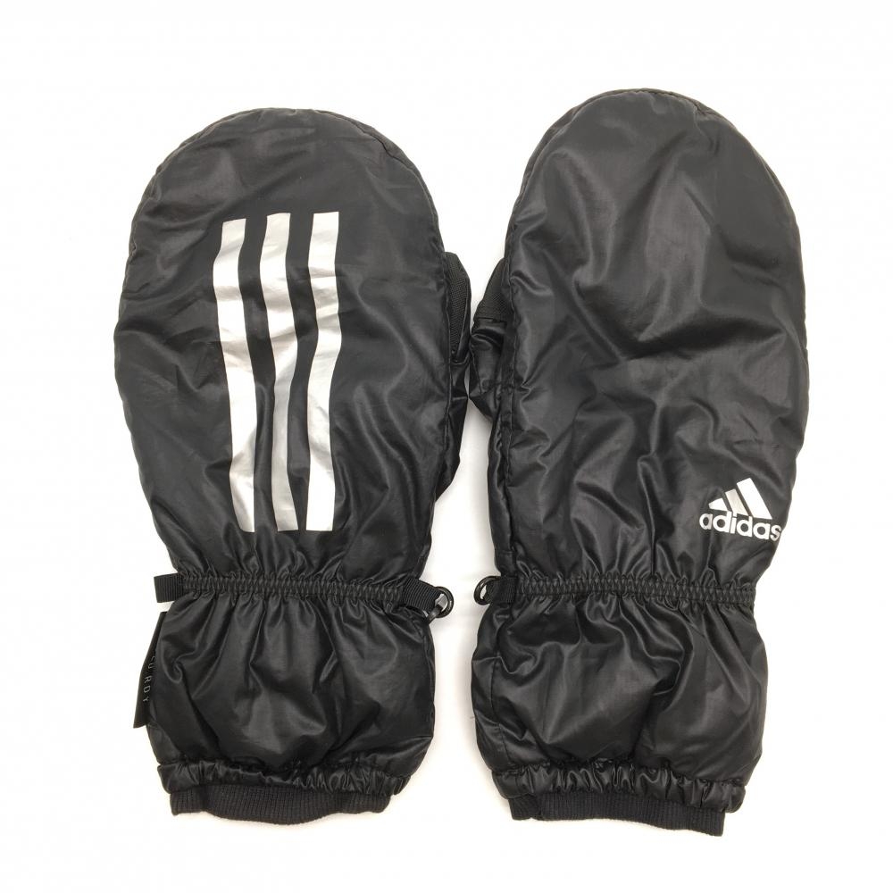 【美品】アディダス 中綿手袋 黒×シルバー 両手 ミトングローブ メンズ  ゴルフウェア adidas
