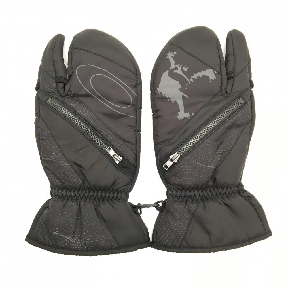 【美品】オークリー ミトングローブ 黒 裏起毛 手袋  メンズ FREE ゴルフウェア Oakley