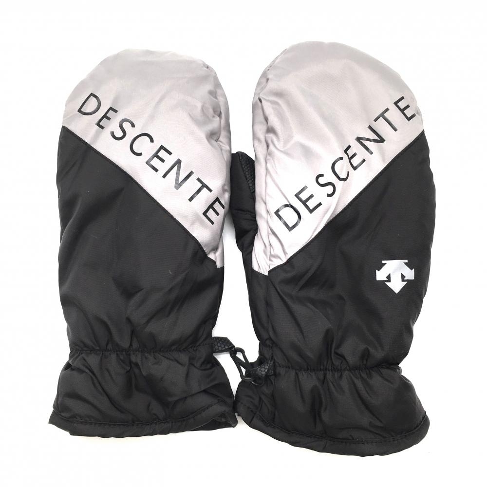 【超美品】デサントゴルフ ミトングローブ 黒×グレー 裏起毛 手袋 中田英寿 レディース  ゴルフウェア DESCENTE