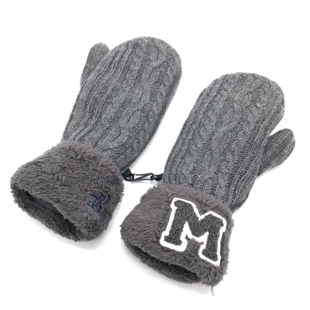 【超美品】マンシングウェア 手袋 グレー ニット ミトングローブ レディース  ゴルフウェア Munsingwear