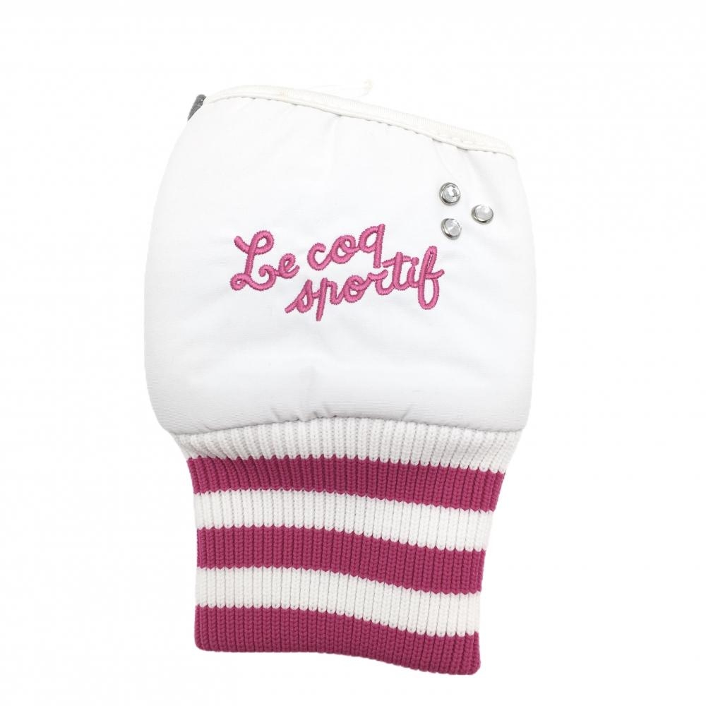 【新品】ルコックゴルフ ハンドウォーマー 白×ピンク 右手用 ラインストーン レディース F ゴルフウェア le coq sportif