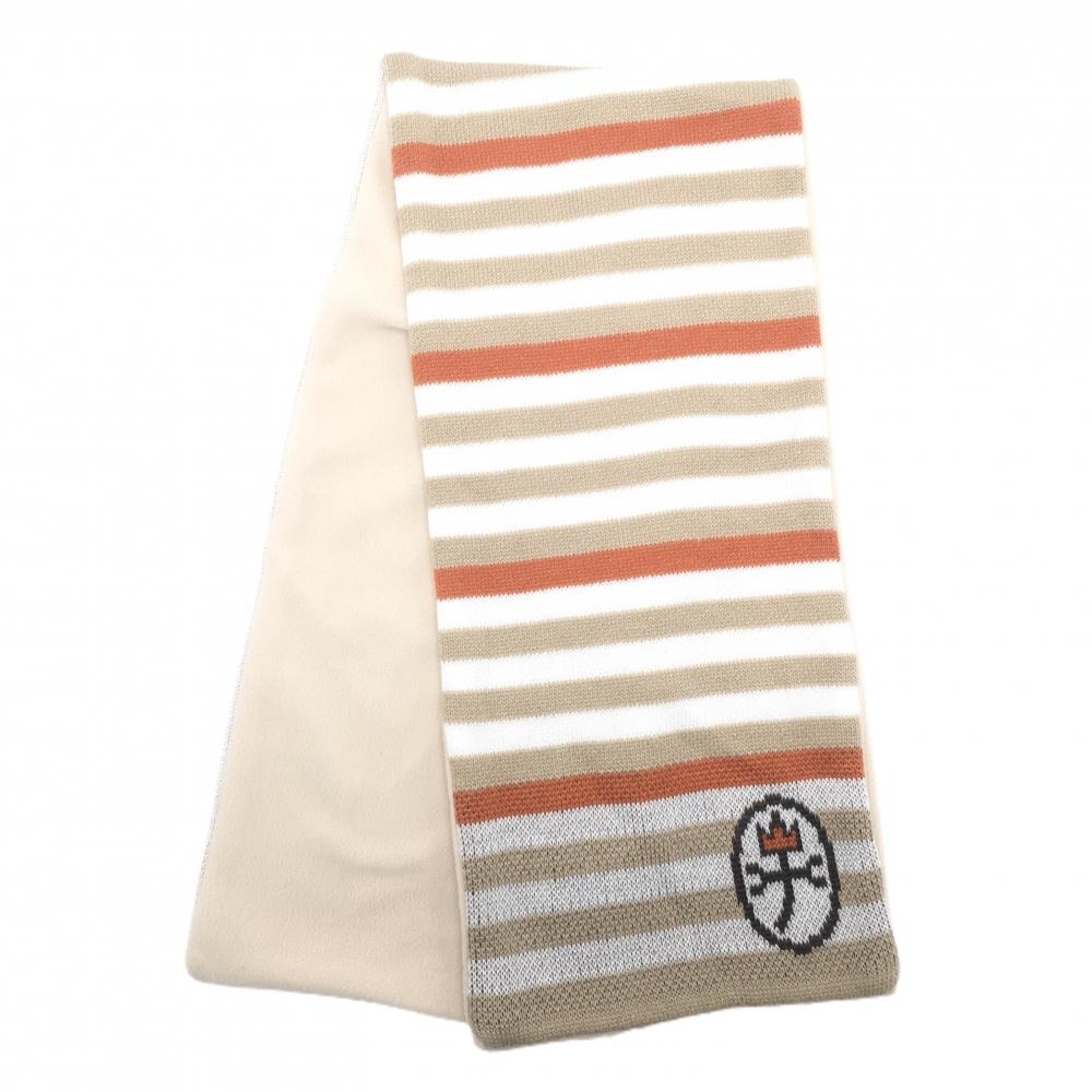 【新品】カステルバジャック ネックウォーマー ベージュ×白 ボーダー 星柄 裏フリース F  ゴルフウェア CASTELBAJAC