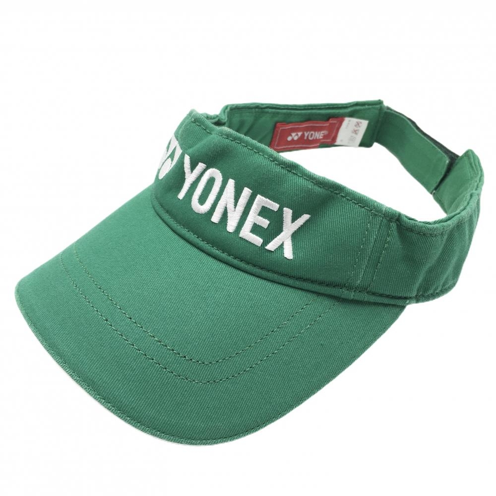 【美品】ヨネックス サンバイザー グリーン×白 ロゴ刺しゅう   ゴルフウェア YONEX