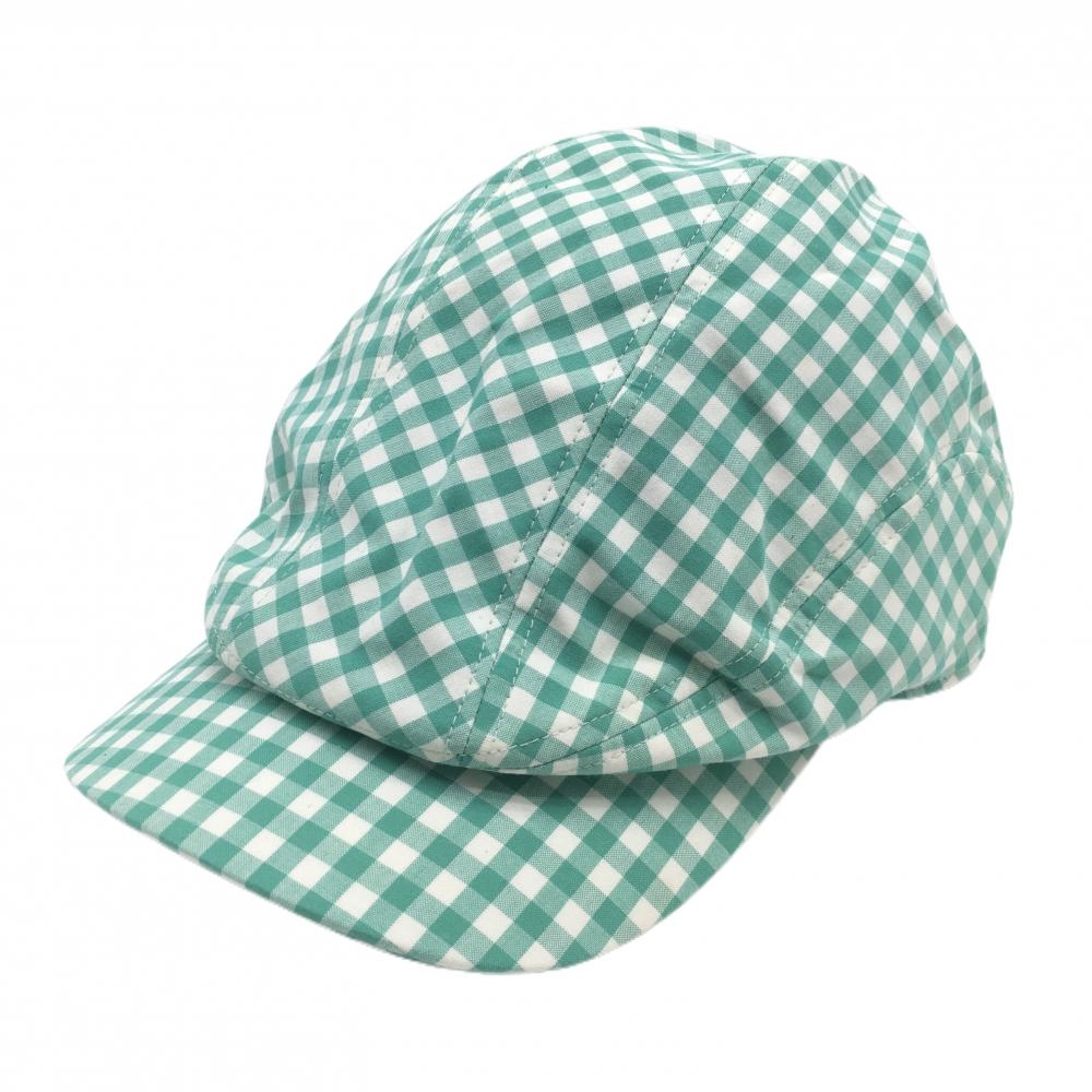 【美品】ヨネックス ハンチング帽 グリーン×白 ギンガムチェック VERYCOOL  ゴルフウェア YONEX