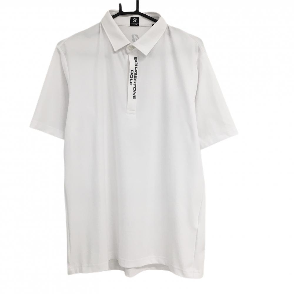 ブリヂストン 半袖ポロシャツ 白 前立てロゴ メンズ L ゴルフウェア Bridgestone