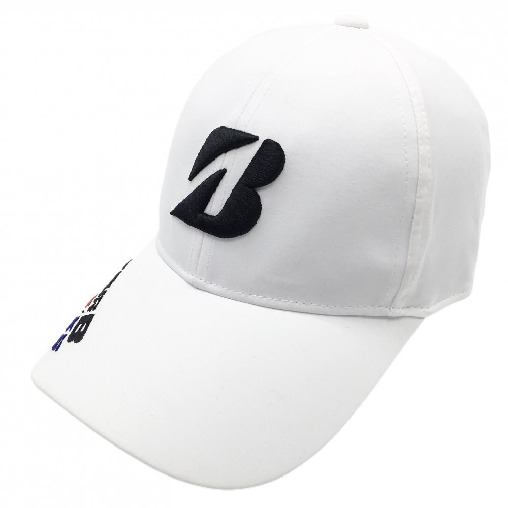 【美品】ブリヂストン キャップ 白×黒 TOURB 立体ロゴ メンズ  ゴルフウェア Bridgestone
