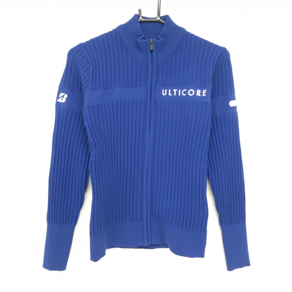 【新品】ブリヂストン ニットジャケット ブルー 袖ロゴ 撥水 ULTICORE レディース M ゴルフウェア Bridgestone