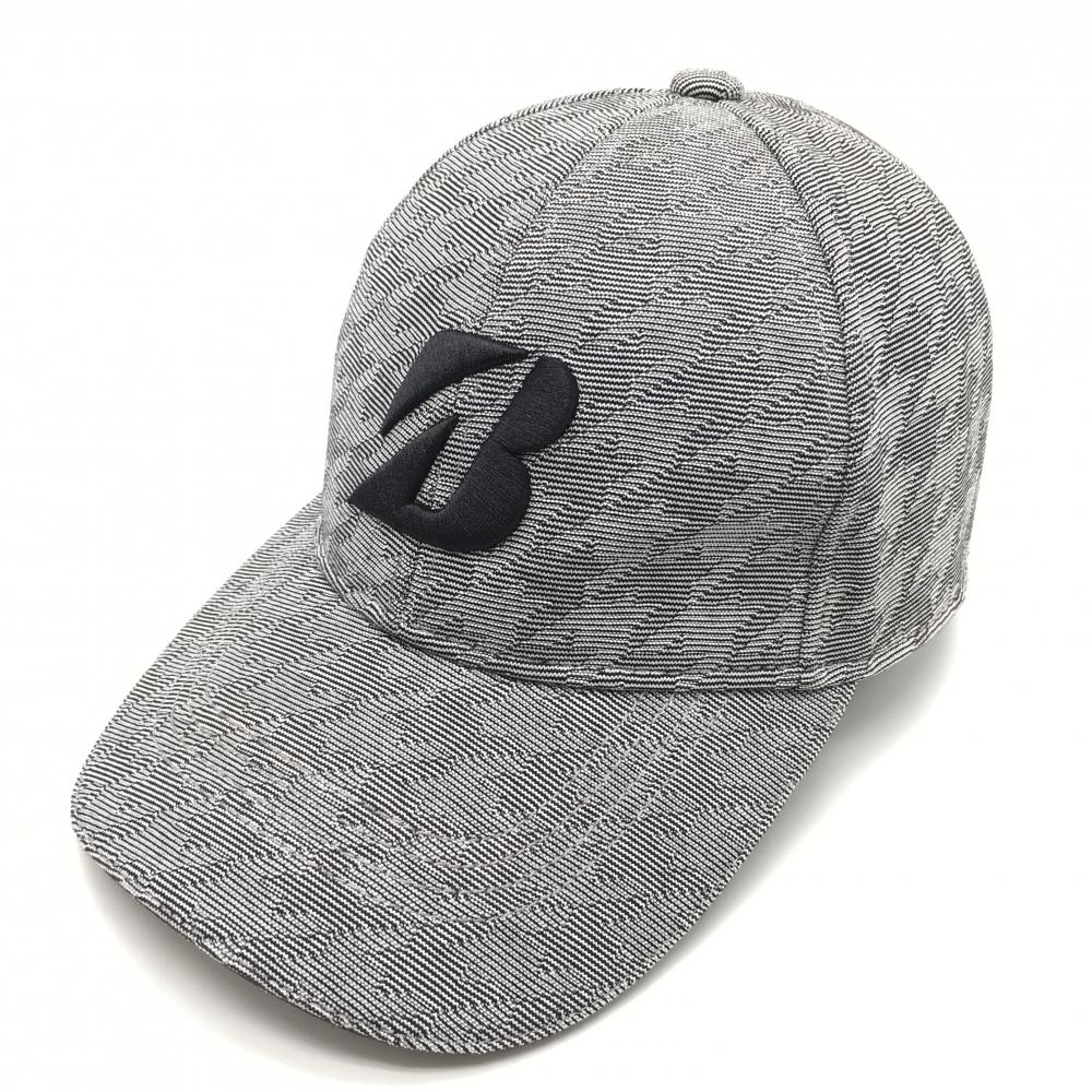 【美品】ブリヂストンゴルフ キャップ グレー系 千鳥格子 フロントロゴ  フリーサイズ(56-59cm)   ゴルフウェア Bridgestone