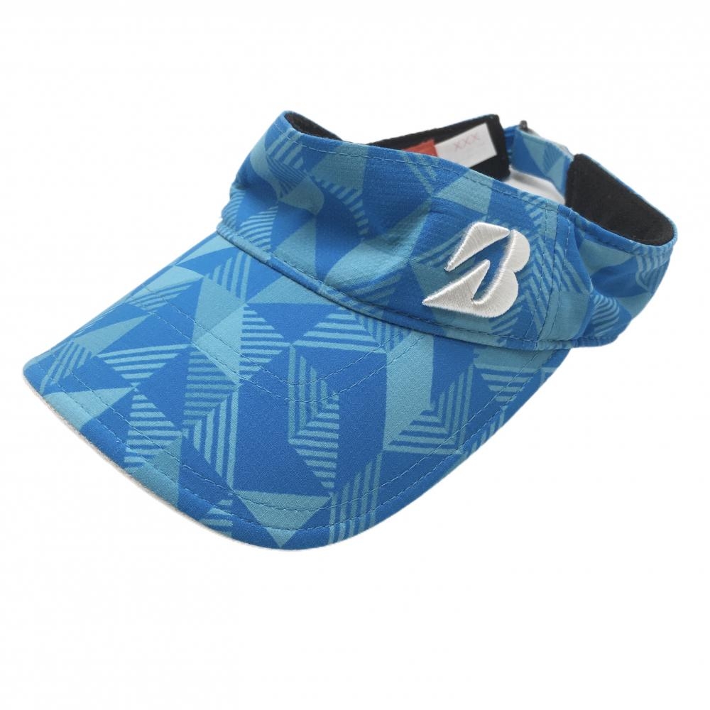 ブリヂストンゴルフ サンバイザー ブルー×ライトブルー 総柄 立体ロゴ   ゴルフウェア Bridgestone