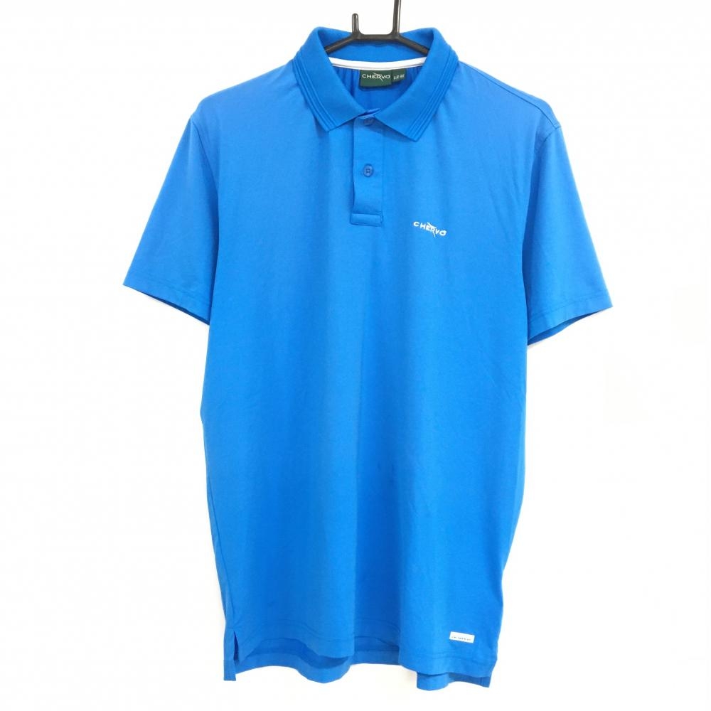シェルボ 半袖ポロシャツ ライトブルー ロゴ刺しゅう白 SUNBLOCK　 メンズ M ゴルフウェア CHERVO