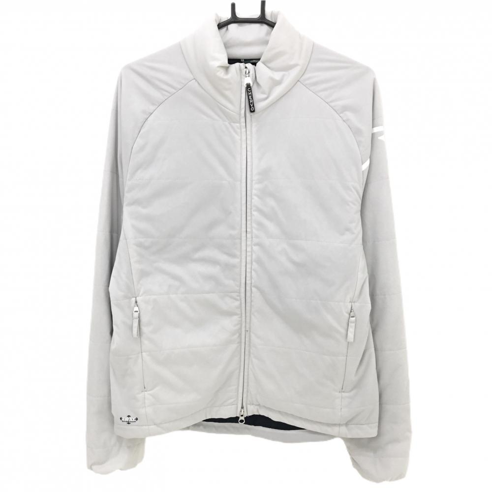 シェルボ 中綿ジャケット ライトグレー ダブルジップ 袖ロゴプリント  メンズ M ゴルフウェア CHERVO