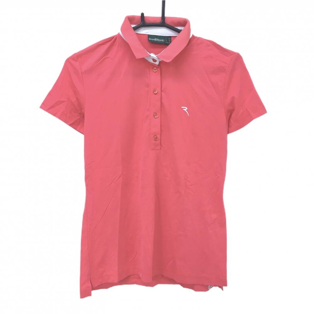 シェルボ 半袖ポロシャツ ピンクレッド 襟裏チェック レディース S ゴルフウェア CHERVO