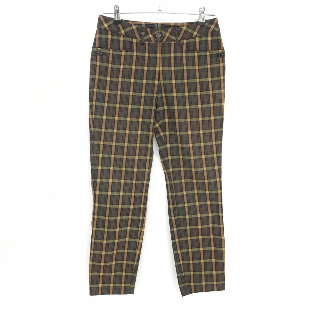 【超美品】シェルボ パンツ ブラウン×オレンジ チェック レディース USA6-S ゴルフウェア CHERVO