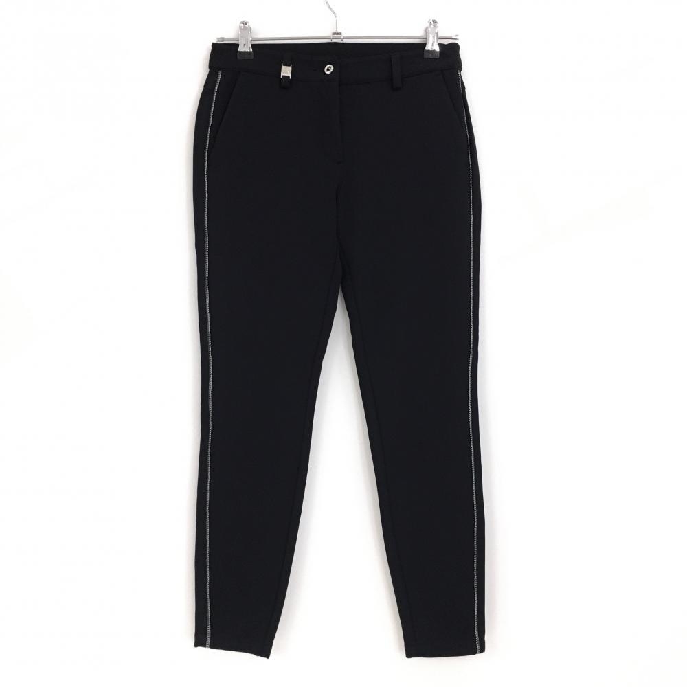 【超美品】シェルボ パンツ 黒×シルバー サイドステッチ  レディース XS/4 ゴルフウェア CHERVO