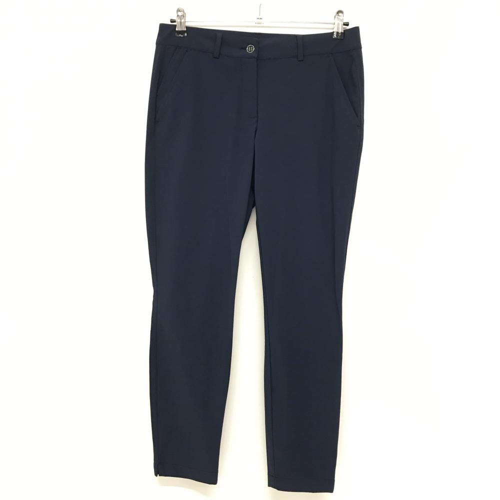 【超美品】シェルボ パンツ ネイビー シンプル バックロゴ刺しゅう レディース M/8 ゴルフウェア CHERVO