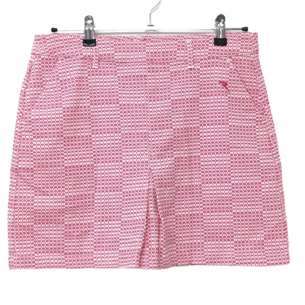 【超美品】シェルボ スカート ピンク×白 織生地 内側インナーパンツ レディース S ゴルフウェア CHERVO