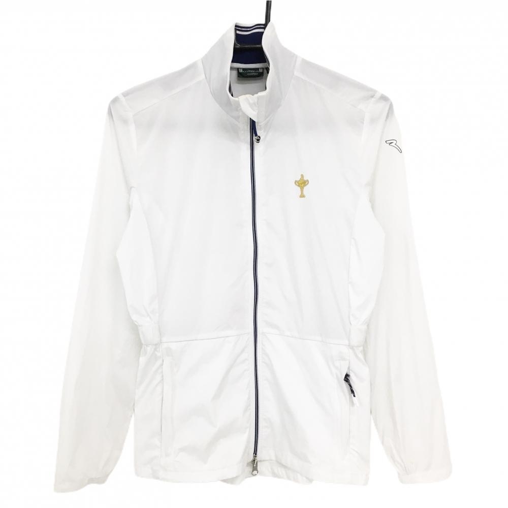 シェルボ ジャケット 白×ネイビー 薄手 2WAYストレッチ レディース USA-XS ゴルフウェア CHERVO