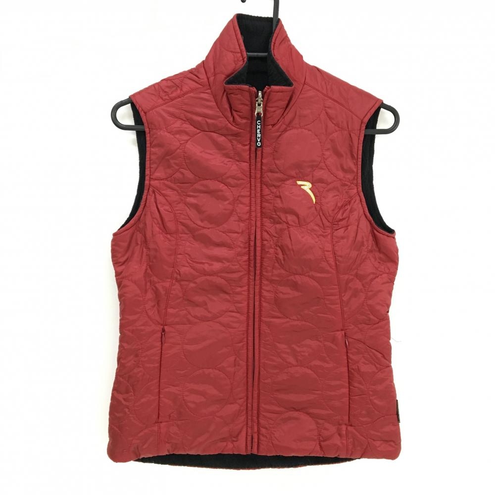 【美品】シェルボ 中綿ベスト レッド ドットキルティング 裏起毛 レディース USA　S ゴルフウェア CHERVO