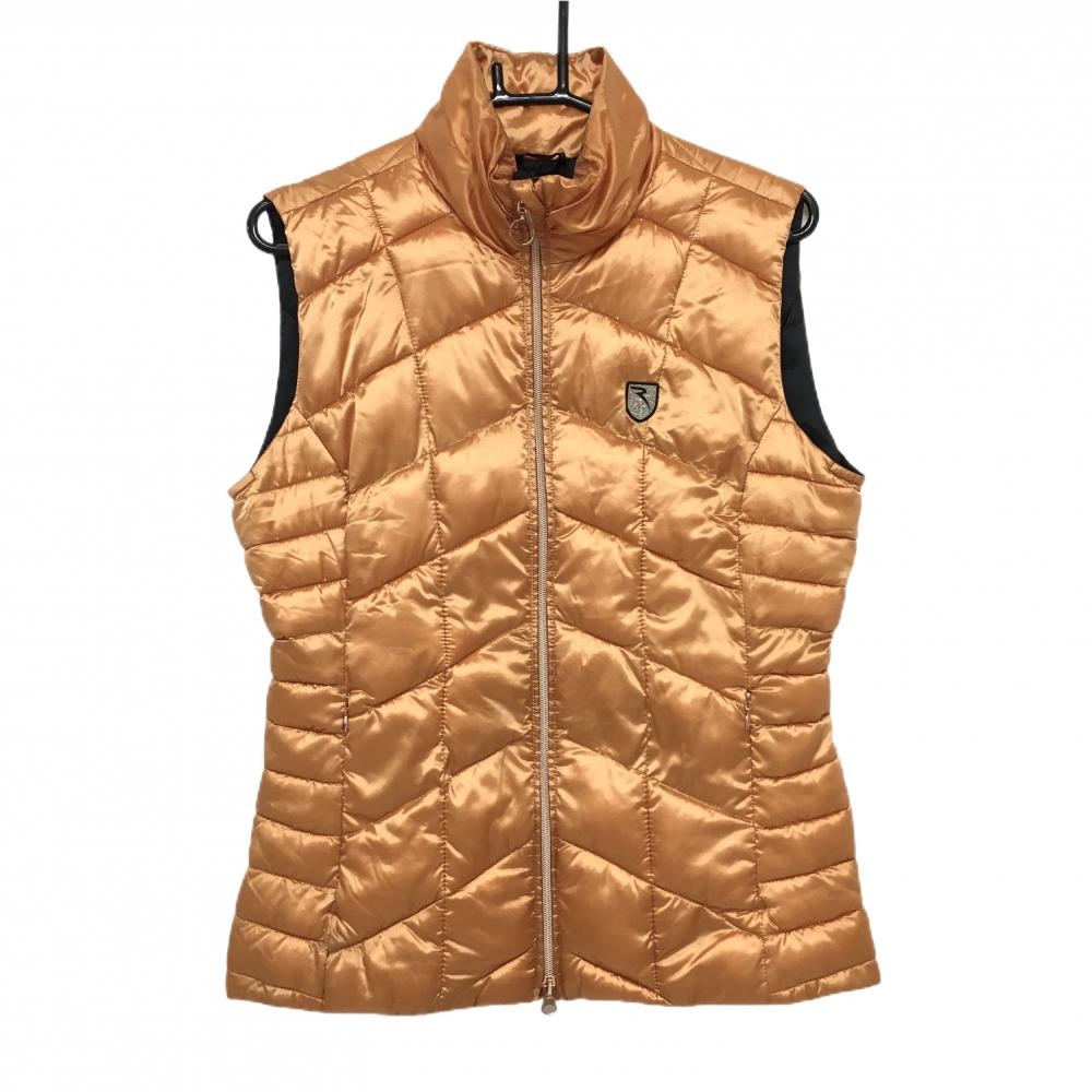 シェルボ 中綿ベスト オレンジ 胸元ワッペン 光沢感 レディース USA-M/8 ゴルフウェア CHERVO