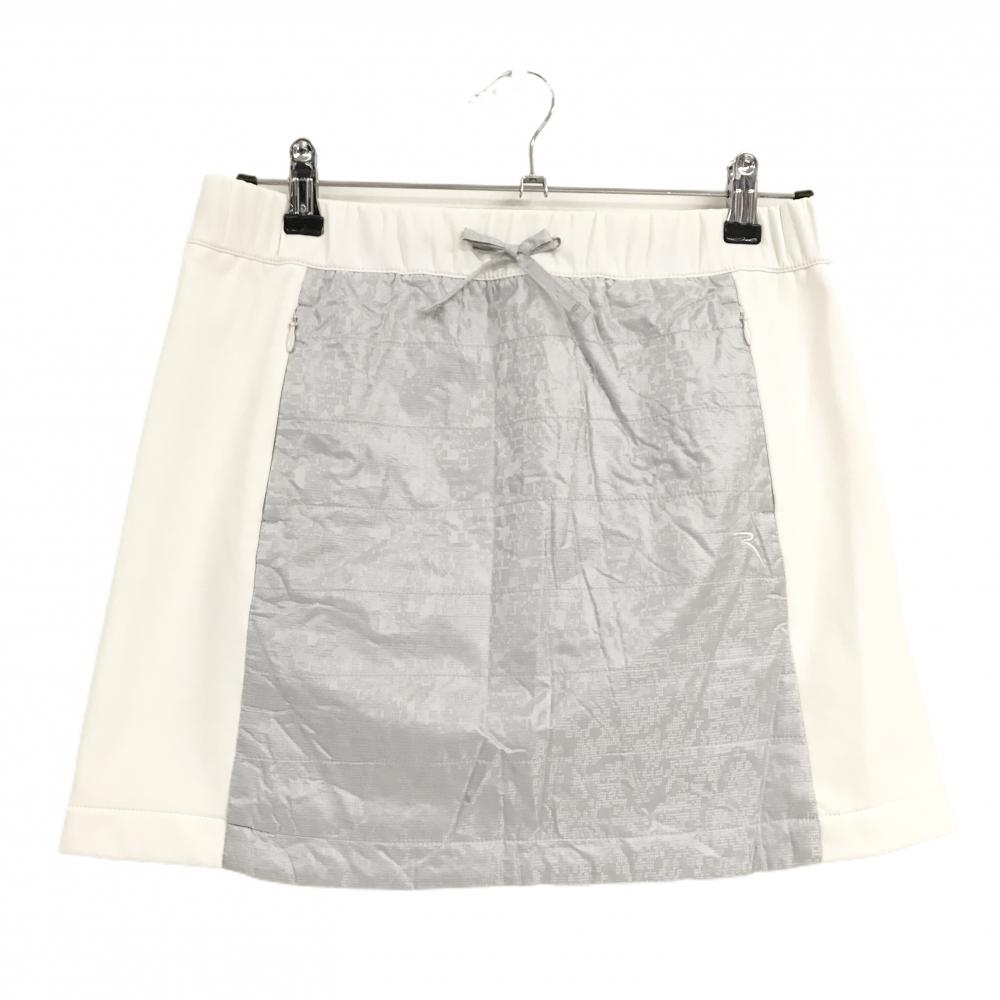 【超美品】シェルボ 中綿切替スカート 白×グレー 中綿部地模様 裏起毛  レディース M/8 ゴルフウェア CHERVO