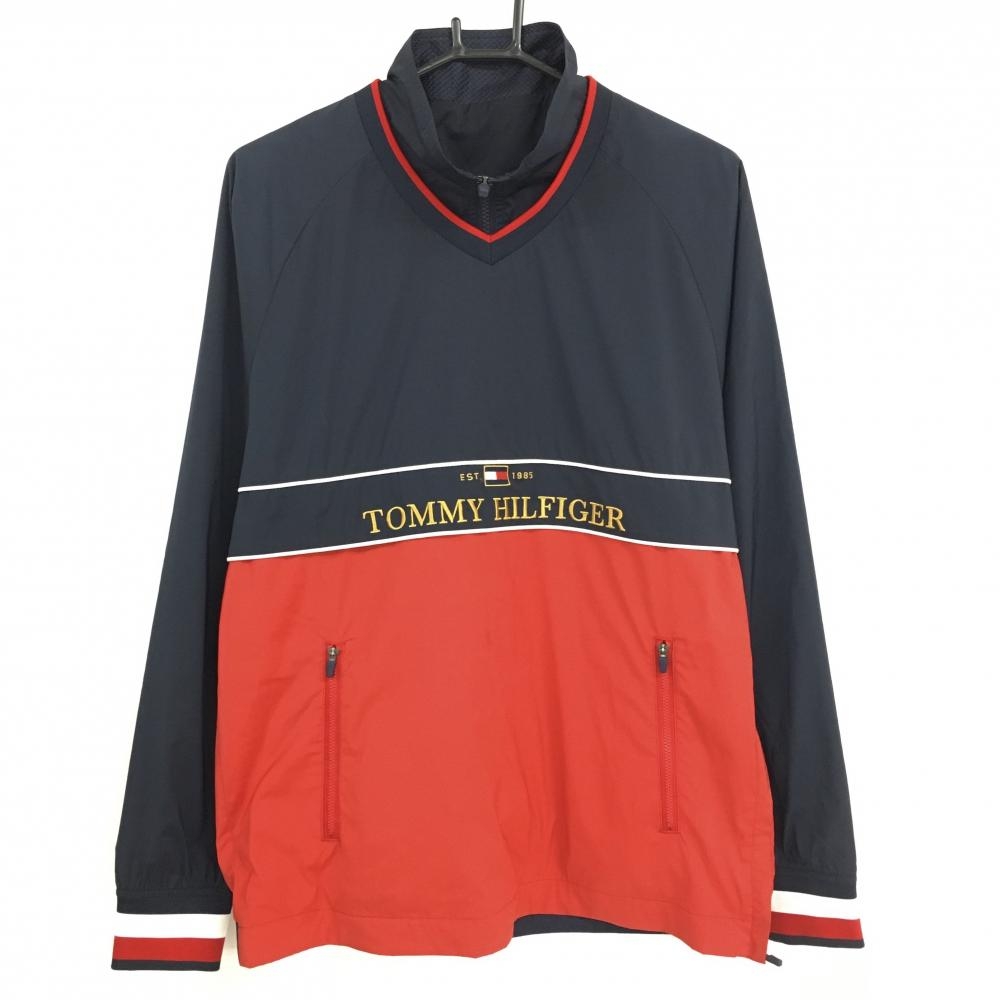 【美品】トミーヒルフィガーゴルフ 2WAYスニード ネイビー×レッド  メンズ L ゴルフウェア Tommy Hilfiger Golf
